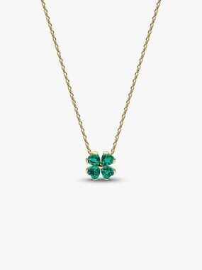 Pandora Green Lucky Clover Pendant Necklace